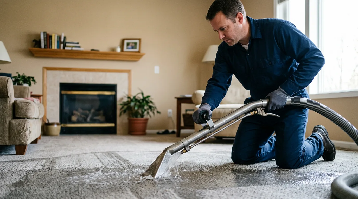 Water damage restoration technician working near Wheeler, TX